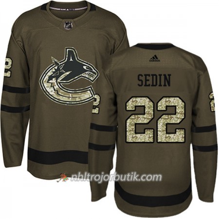 Män Ishockey Vancouver Canucks Tröja Daniel Sedin 22 Adidas 2017-2018 Camo Grön Authentic